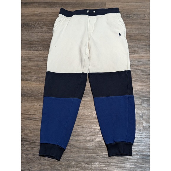 Polo Ralph Lauren Other - Polo Ralph Lauren Boys L 14-16 Colorblock Sweatpants Joggers White Blue Navy